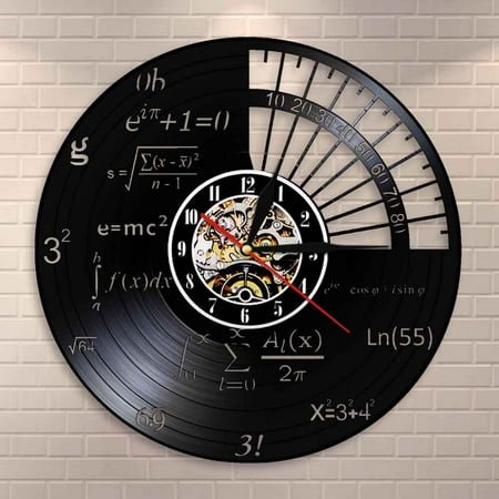 YanGxx Science Decor Math Equation Wall Clock Algebra Geometry Vinyl Record Wall Clock Math Formula Decorative Wall Watch Teachers Gift