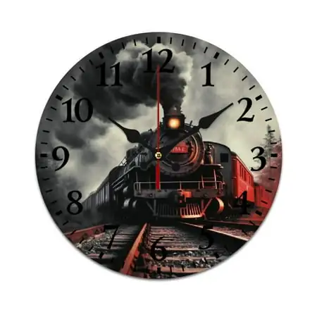 YANMS Train Locomotive Fashionable PVC Wall Clock with Silent Sweep Movement and Eco-Friendly Material for Living Room Décor 25cm/9.84in