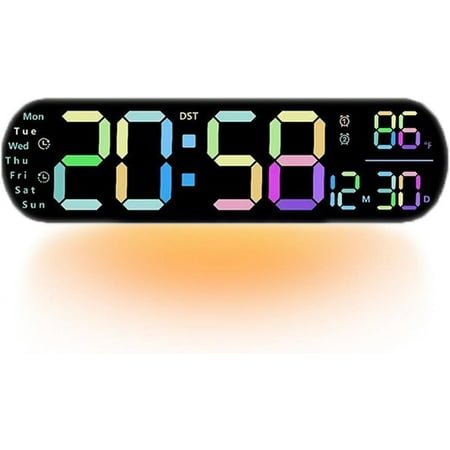 YEHOOM Clock,Multi Functional LED Display Clock,Upgraded Digital Wall Clock Large Display 9 Inches,Clocks with Day and Date,Digital Clock with Date and Day of Week