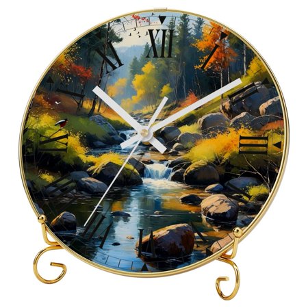 YZUOUZY Wall Decor,Clock,Tempered Glass Wall Clocks,River Colorful Stones