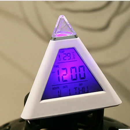 Zhouqiannn Triangle Colorful Color Changing Alarm Clock Lazy Alarm Clock LED Colorful Alarm Clock Triangle Pressure Reducing Small Alarm Clock Dso213 Probe Grill Temperature Gauge 24 Hour Timer