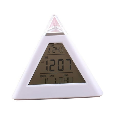 ZTGD 7 Colors Changing LED Light Triangular Thermometer Calendar Digital Alarm Clock