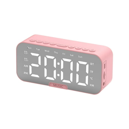 Zvmxot Bluetooth Speaker Desktop Alarm Clock Bluetooth Wireless Audio Mini LED Mirror Digital Clock Phone Speaker Stereo Sound Effect on Clearance