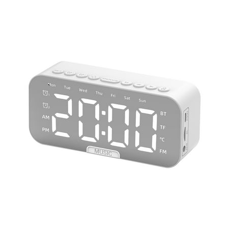 Zvmxot Bluetooth Speaker Desktop Alarm Clock Bluetooth Wireless Audio Mini LED Mirror Digital Clock Phone Speaker Stereo Sound Effect on Clearance