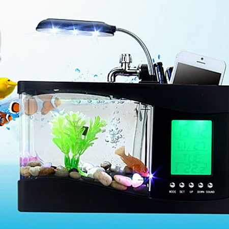 ZZkhGo Clock Smart Home Alarm Clock for Kids LED Small Table Lamp Integrating Fish Tank, Table Lamp, Perpetual Calendar, Pen, Alarm Clock And Other Functions