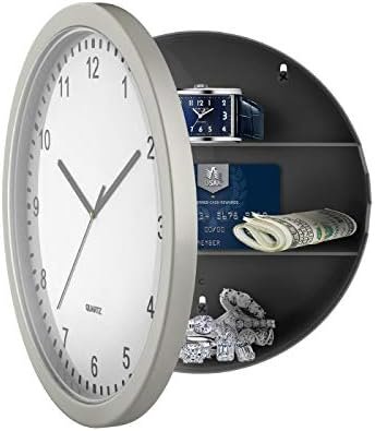 10 in. Wall Clock with Hidden Safe - Silver