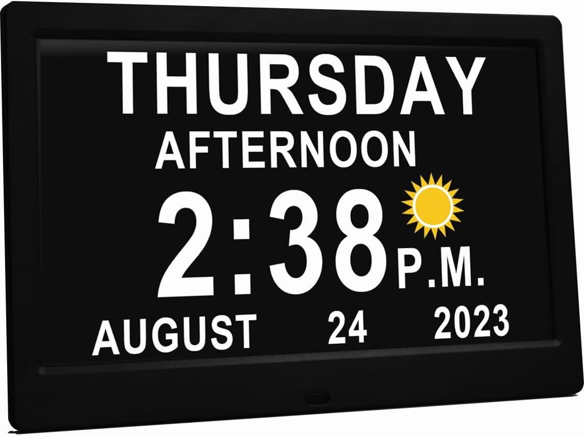 11.5 Inch Extra Large Digital Talking Clock with 19 Alarms, Auto DST, Talking Time, 20 Custom Reminders, 10-Level Auto Dimmer, Day Date Calendar Clock for Seniors Dementia Alzheimers', with Remote