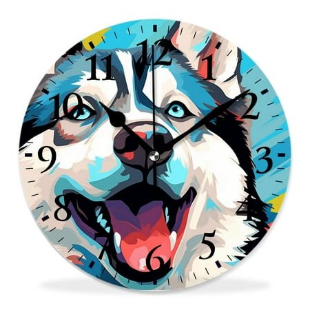 12 Inch Wall Clock Battery Operated Silent Clock Decorative for Office, Kitchen, Outdoor, Living Room，Thai Bang-Kaew Dog Beautiful Pattern