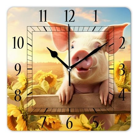 14 Inch Wall Clock Battery Operated Square Clock Decorative for Office, Kitchen, Outdoor, Living Room，German Shepherd Artistic Drawing