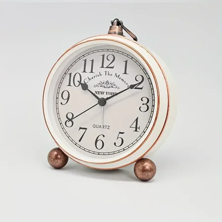 1pc Retro Wrought Iron Alarm Clock With Night Light - American Creative Electronic Clock For Home Decor