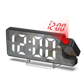 LOFICOPER Projection Alarm Clock for Bedroom, Digital Clock with 180° Rotatable Projector, 7.9'' Large Display LED Alarm Clock with Temperature, Snooze, Adjustable Brightness, for Home