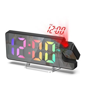 ORIA Projection Alarm Clock, Digital Clock with Projection on Ceiling, LED Alarm Clock with 7.9'' Large Screen, 4-Level Brightness, Snooze, 12/24H, Temperature, for Bedroom, Home, Heavy Sleepers