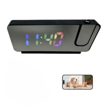 ULar HD Clock Camera has Colour Projection, Alarm, Clock, and Camera in One, with Color Display, and can Record Anytime and Anywhere 100-Degree Wide Angle Provides with Indoor Home No Audio (32GB)