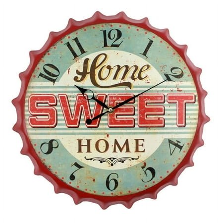 35cm Bottle Cap 3D Wall Clock Retro Beer Wine Modern Design Iron Metal Silent Quartz Clocks Bar Living Room Home Decor Creative (SWEET,35X35cm)