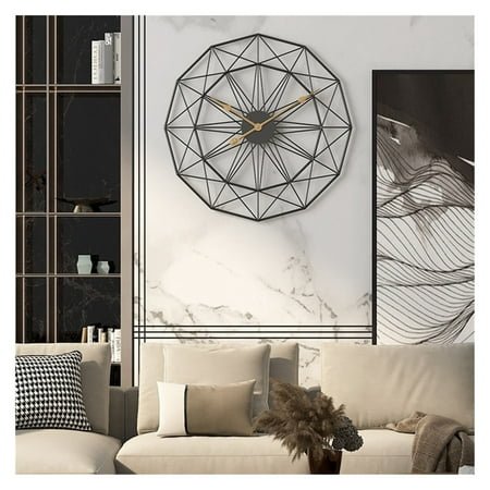 50cm Retro Nordic Type Iron Art Large Silent Hanging Wall Clock Mute Hanger Clocks Home Living Room Bedroom Decor ,Easy to Read Numerals