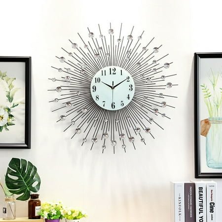 60x60cm Round Diamond Wall Clock 12-Hour Display Wall Watch Modern Home Decor