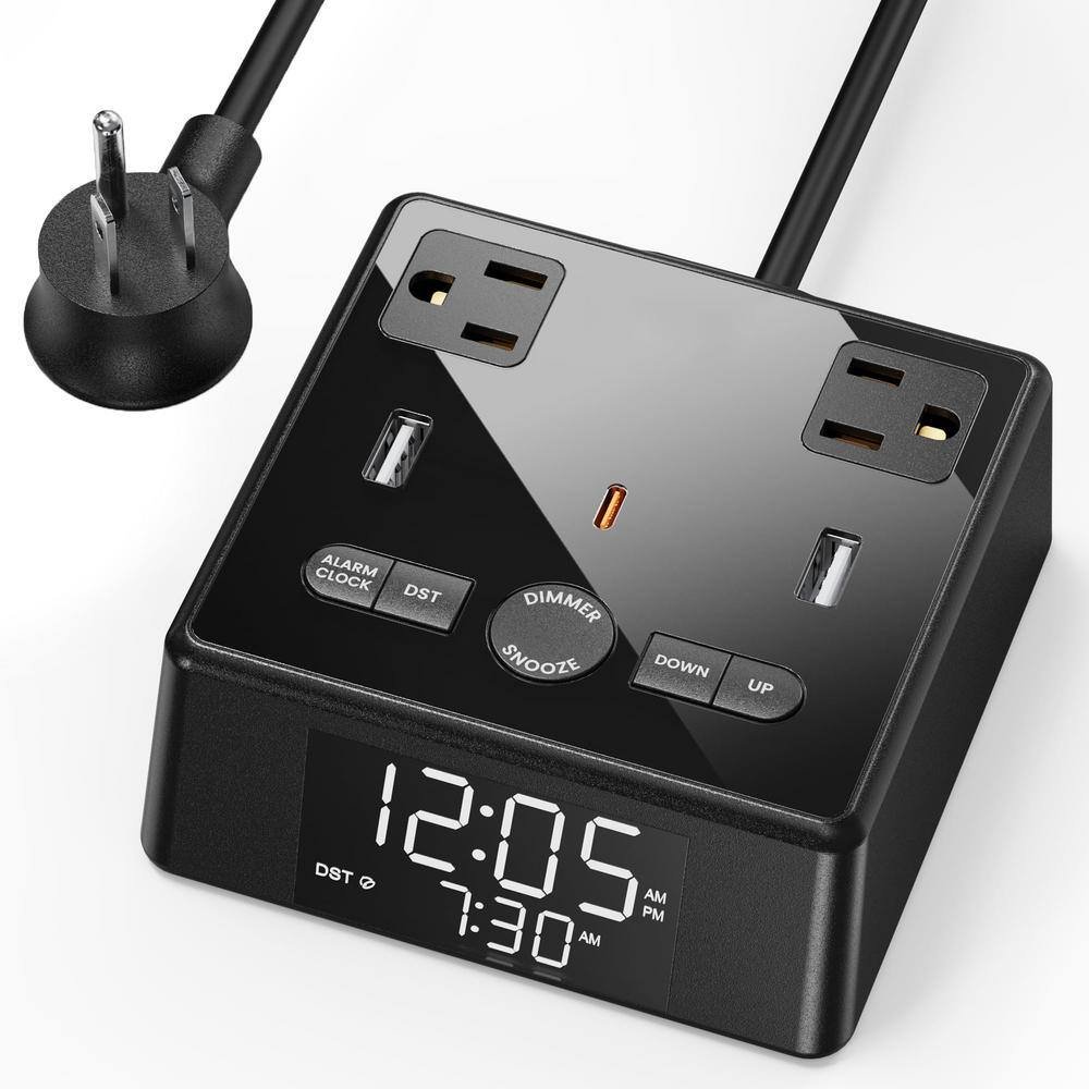 6.5 ft. 5-Outler Power Strip Surge Protector with LCD Display and Easy...