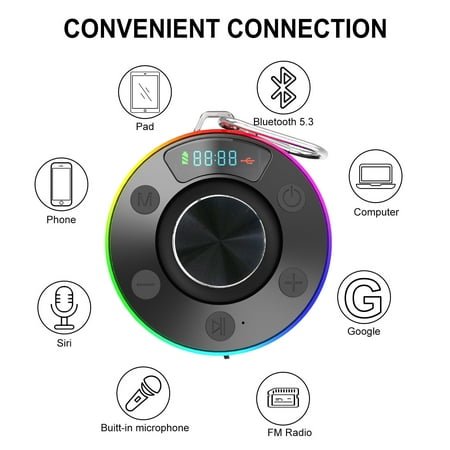 7-levelss Waterproof Bathroom Bluetooth Speaker Dustproofs Mini Wireless Speaker Radio Clock