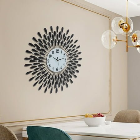 70cm Metal Wall Clock Round Shape Modern For Living Room Decor Home Office NEW!