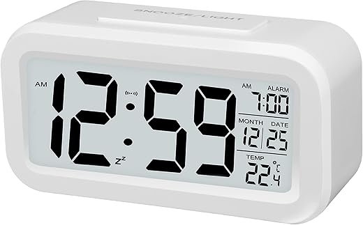 Alarm Clocks for Bedrooms,Digital Alarm Clock with LCD Screen,Snooze,12/24H,Battery Operated for Heavy Sleepers Adults Desk Travel Office