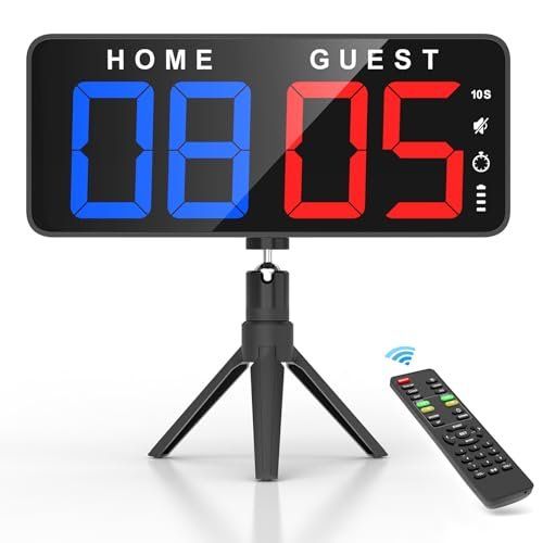 ANJANK 11’’ Large Digital LED Scoreboard Electronic Score Keeper Clock, Countdown/up, with Powerful Battery, 4 Mounting Options, for Corn Hole/Ping Pong/Table Tennis Sports, Indoor & Outdoor Games