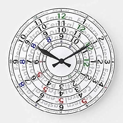 ArogGeld Time Zone Wall Clock Personalized Decorative Clock Silent Non Ticking Wooden Wall Clock Battery Operated Esay Read for Home Decor Kids Room Office Housewarming Gift