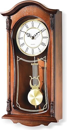 AYRELY® 22IN Grandfather Vintage Wall Clock with Pendulum and Chime, Hour/Quarter-Hour Chime, Mahogany Wooden Frame, Large Vintage Wall Clock for Living Room,Home Decor Gift