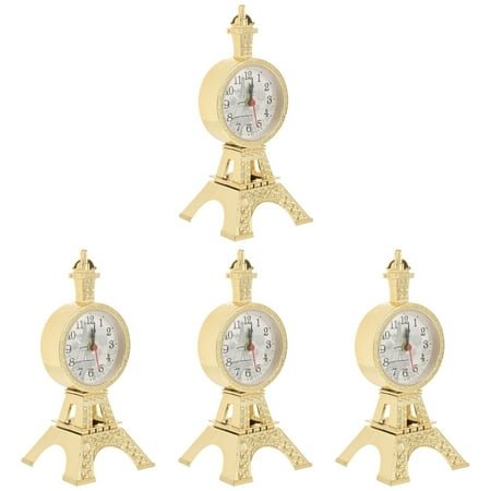 Baluue 4pcs Desk Alarm Clock Eiffel Tower Bedside Clock Tabletop Vintage Style Alarm Clock