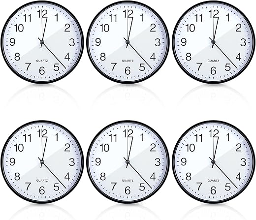 Batiyeer Silent Wall Clock Bulk 10 Inch Non Ticking Modern Wall Clocks Battery Operated Round Clock for Home Office Kitchen Classroom School Living Room Decor(Black,6 Pcs)