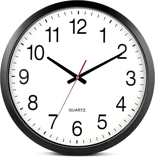 Bernhard Products Black Wall Clock Silent Non Ticking - XL 18 Inch Quality Quartz Battery Operated Round Easy to Read Home/Office/Classroom/School Clock