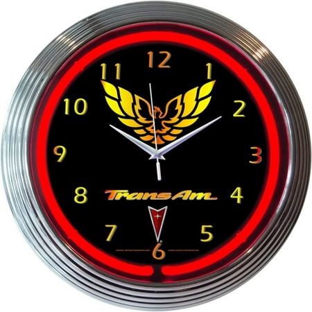 Bilot Trans Am Neon Wall Clock, 15-Inch, Chrome rim with a single ring of red neon By Brand Bilot