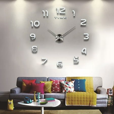 Biplut Wall Clock Creative Modern Super Large Size Metal Analog Indoor Wall Clock Living Room Cafe Decor Digital Clock Art Wall Clock (Style 1)