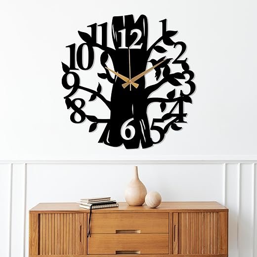 Bird Tree Metal Wall Clock, Modern Design Wall Clock, Large Silent Wall Clock, Clocks for Living Room, Unique Home Decor, Oversized Clock, Kitchen Clock, Bird Decor Housewarming Gift (19.3" / 50 cm)