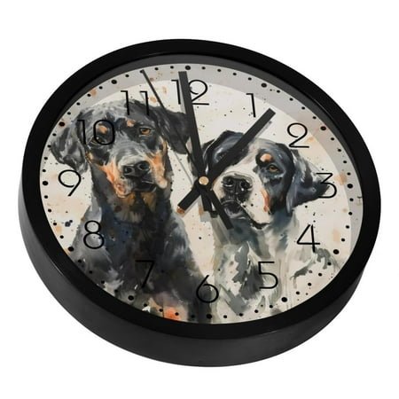 Black and White Labrador Silent Wall Clock, Non Ticking Battery Operated 9.8 Inch Wall Clocks for Bedroom Kitchen Home Office School Art Decor