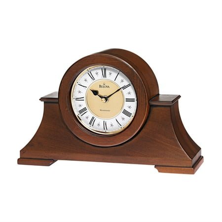 Bulova 12 Cambria Antiqued Walnut Mantel Clock