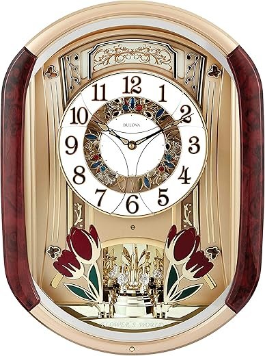 Bulova Fantastic Strike & Chime Wall Clock, Gold