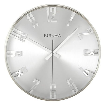 Bulvoa Clocks C4846 Director 16 Inch Slim Metal Analog Wall Clock, Satin Pewter