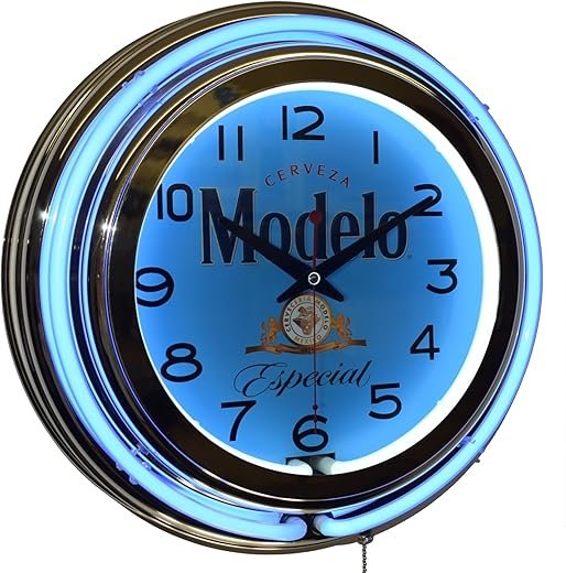 Cerveza Modelo Especial Beer Logo 15 Blue Double Neon Clock Man Cave Pub Decor