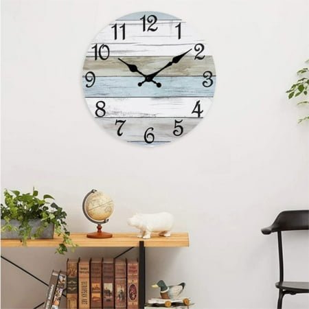 Christmas Clock Reduced Price! Thanksgiving Day Wall Clock 10 Inch Rustic Wood Wall Clocks Battery Operated No Tick Clock Decorative for Kitchen Living Room Bathroom Farmhouse Christmas Home Clock