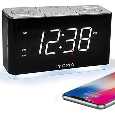 Clock Radio, Alarm Clock with Bluetooth, Large LED Display, FM Radio, Dual Alarm, USB Charging Port, Auto & Manual Dimmer, Snooze, Sleep Timer iTOMA CKS507