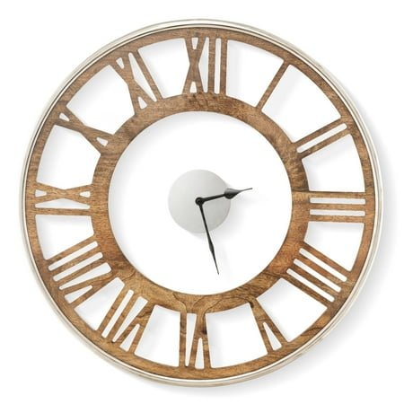 Costway 20 Inch Silent Wall Clock with Classic Frame Classic Roman Number Glass Cover