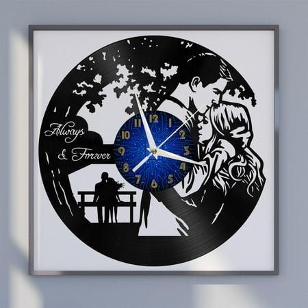 Couple Vows 12 Inch Vinyl Record Wall Clock - Silent, Creative, and Unique Clock for Living Room, Entryway, or Bedroom Decor - Perfect Gift Idea(12 inchs B without LED)