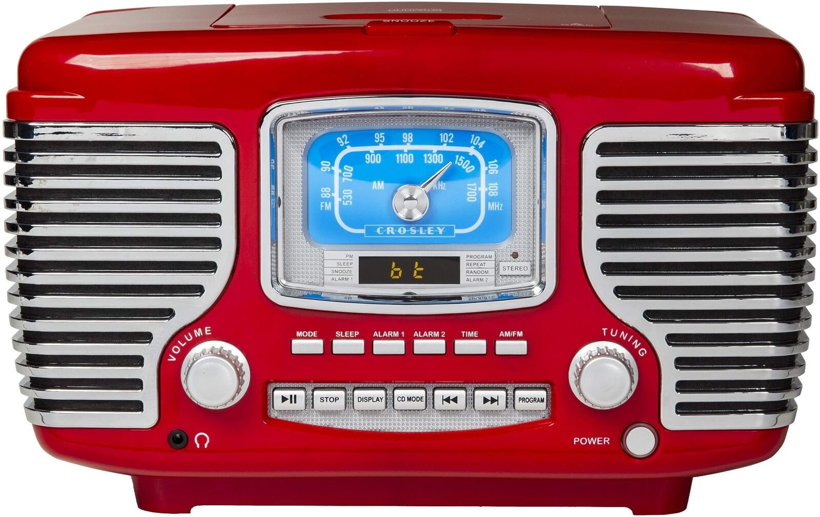 Crosley CR612B-RE Corsair Tabletop AM/FM Bluetooth Radio with CD Player and D...