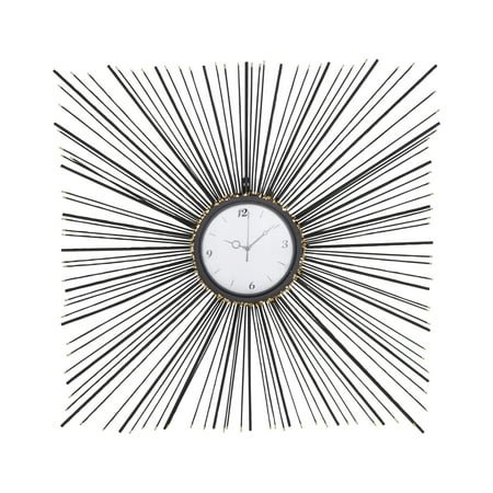 DecMode Indoor 28W, 28H Black Analog Square Modern Wall Clock