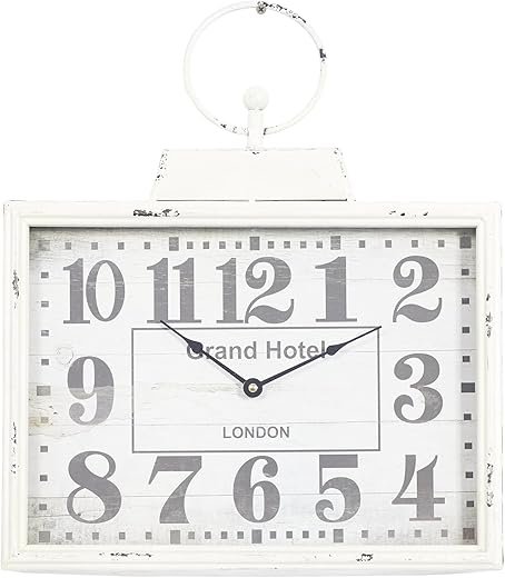 Deco 79 Metal Decorative Wall Clock Pocket Watch Style Wall Clock for Home, Wall Clock for Room 16" x 2" x 15", White