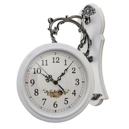 deevoka Double Sided Wall Clock Study Living Room Indoor Outdoor Station Clock White