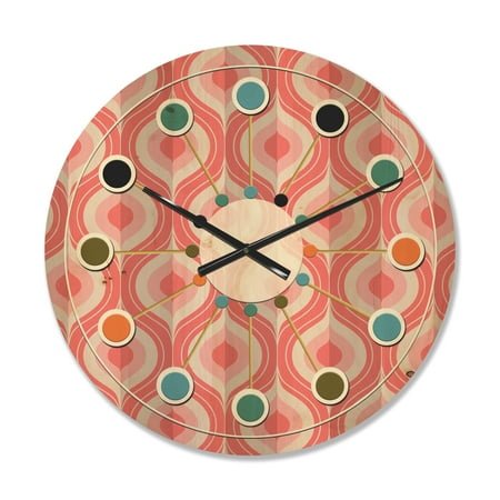 Designart 'Drop Design Retro I' Mid-Century Modern Wood Wall Clock