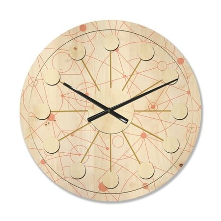 Designart 'Geometrical Retro Grid V' Mid-Century Modern Wood Wall Clock