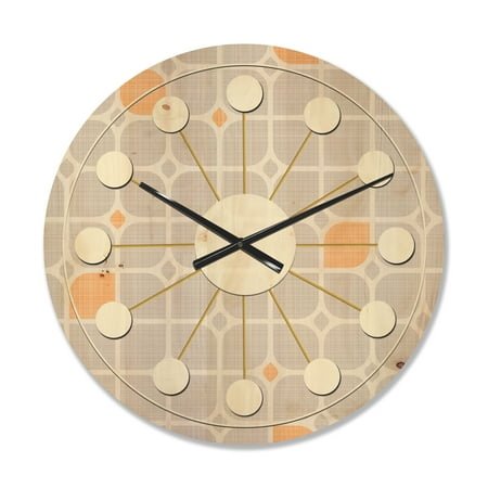 Designart 'Geometrical Retro Pattern II' Mid-Century Modern Wood Wall Clock