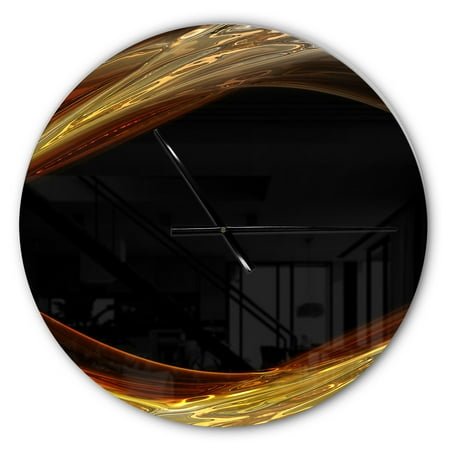 Designart 'Red Golden Shapes in Black ' Modern wall clock